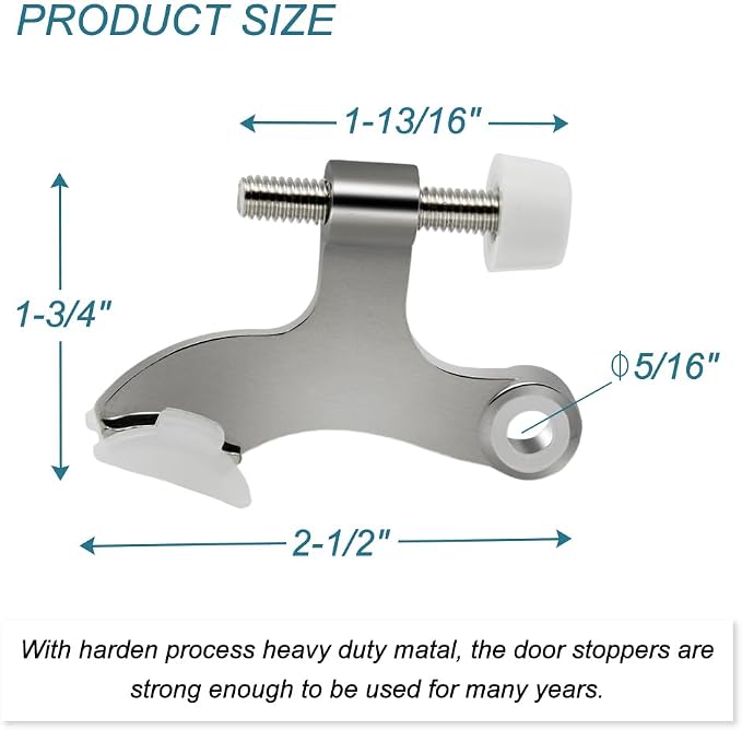 8 Pack Hinge Pin Brushed Nickel Door Stopper, Adjustable Heavy Duty Hinge Pin - Image 4
