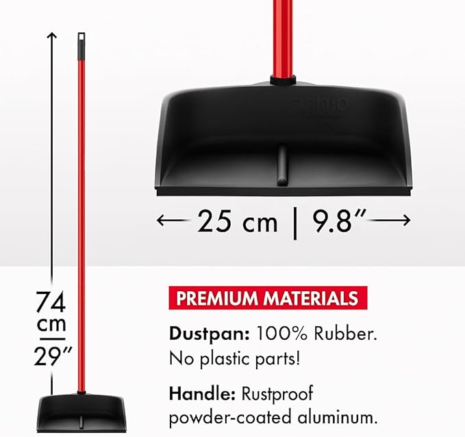 Dustpan with Handle by Ravmag- Solid Natural Rubber Construction- 29” Long - Image 4