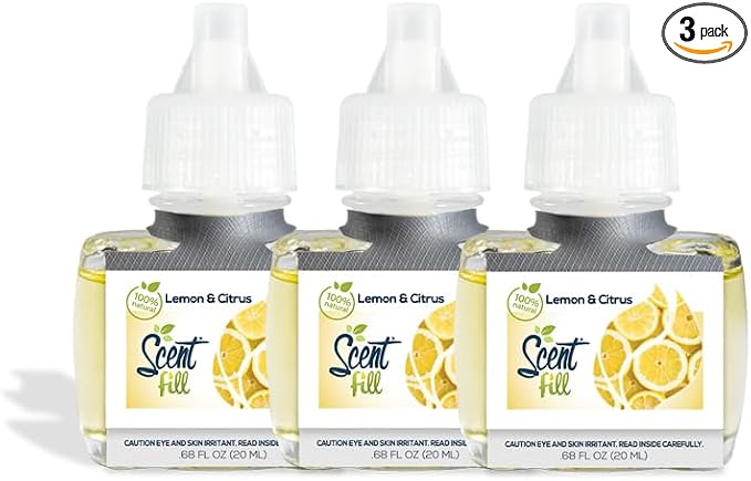 Scent Fill 100% Natural Lemon & Citrus Plug in Air Freshener, Scented Oil by ScentFill
