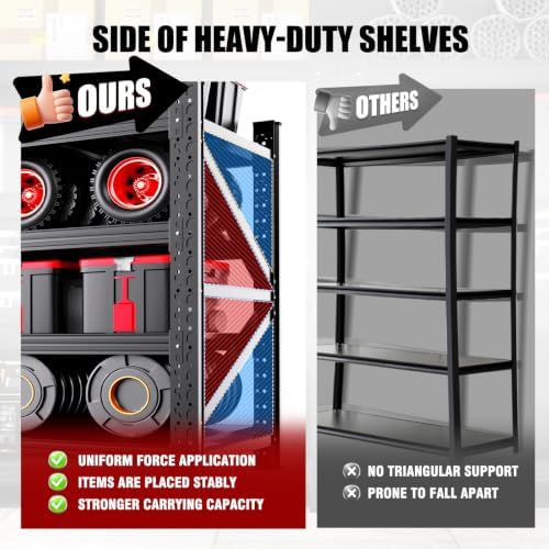 5000LBS Heavy Duty Storage Shelves, 59"W Adjustable Garage Shelving Unit...