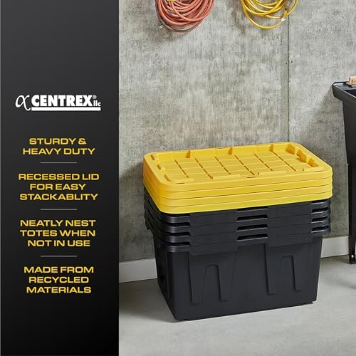 CX Heavy Duty 4-Tier Garage Storage Shelves + 8-pack 27-Gallon Bins & Lids