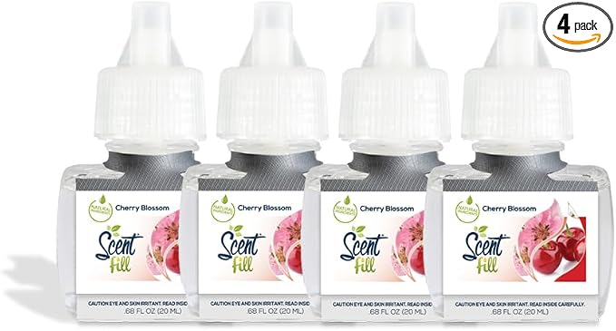 Scent Fill Cherry Blossom Plug in Air Freshener, 4 Scented Oil Refills by ScentFill
