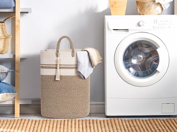 Woven Laundry Basket for Clothes, 50 L Large Rectangle Laundry Hampers - Image 2