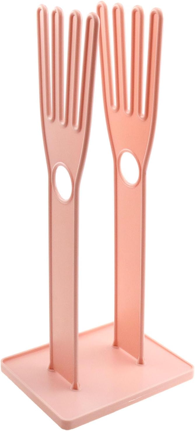 Pink Glove Holder 15x12x34cm Multifunctional Rubber Glove Drainer Towel Storage - Image 2