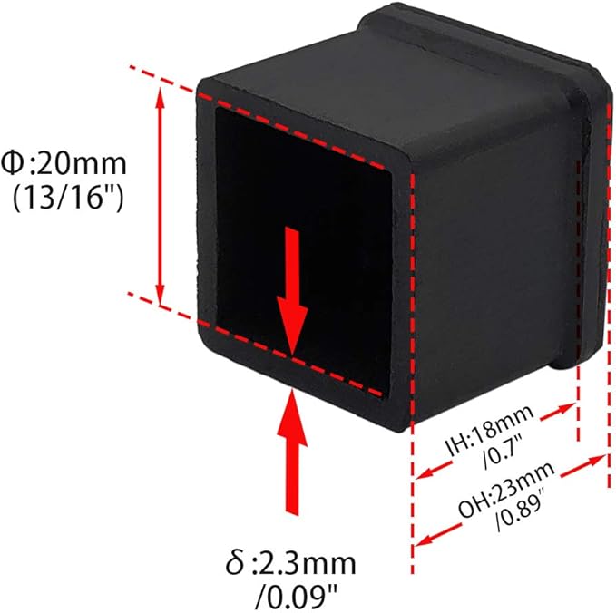 Flyshop Heavy Duty Non-Slip Rubber Leg Tips Square Chair Leg Floor Protectors - Image 2