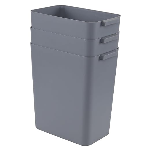 3-Pack 4.5 Gallon Plastic Rectangular Wastebasket, Slim Bathroom Trash Can - Image 7