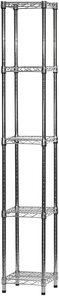 Shelving Inc. 12" d x 12" w x 72" h Chrome Wire Shelving w/ 5 ...