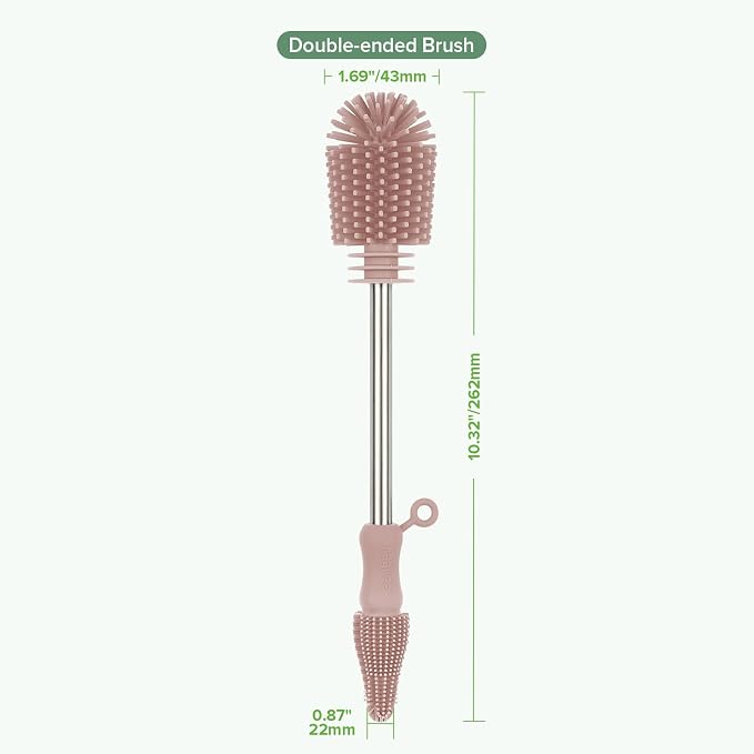haakaa Cleaning Brush Silicone Bottle Brush Double-Ended Soft Silicone Bristles - Image 8