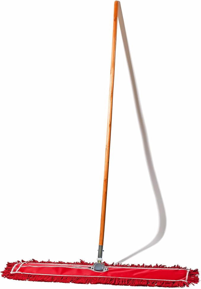 36 Inch Red Commercial Dust Mop & Floor Sweeper – Wood Handle Floor Mop - Image 7