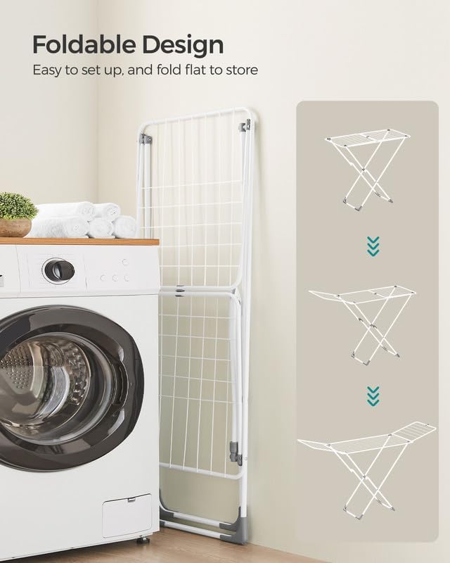 SONGMICS Clothes Drying Rack, Metal Laundry Drying Rack, Space-Saving, - Image 4