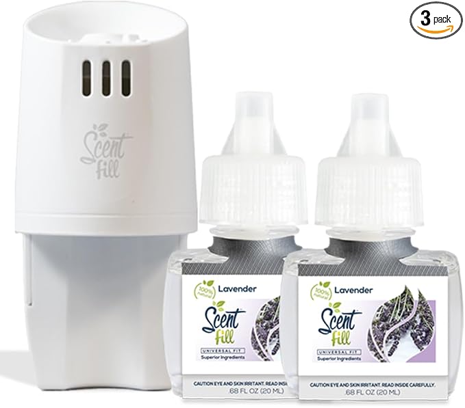 Scent Fill 100% Natural Lavender Plug in Air Freshener, Scented Oil Refills by ScentFill