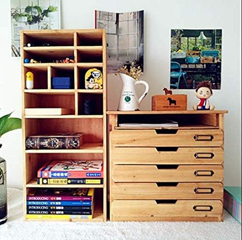 5 Flat Drawer Organizer for Home or Office Desk - Wooden Chest of Drawers - F...