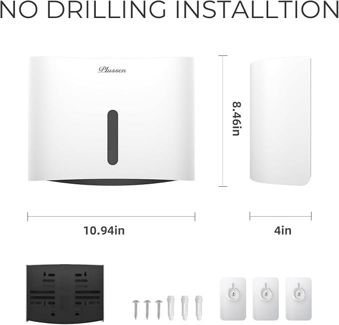 Paper Towel Dispenser Wall Mount, Adhesive No Drilling Multifold Trifold Cfold - Image 7