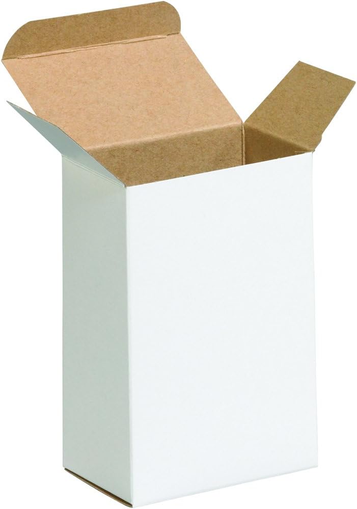 BOX USA White Folding Gift Boxes 2.5x1.75x4, 500-Pack