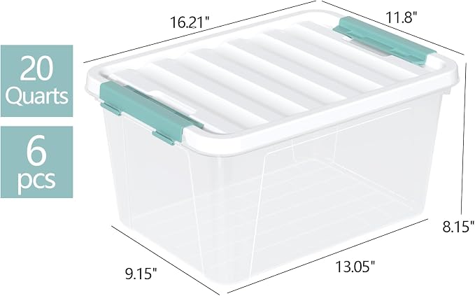 Zopnny 20 Quart Clear Latching Container Box, Plastic Storage Bin - Image 2