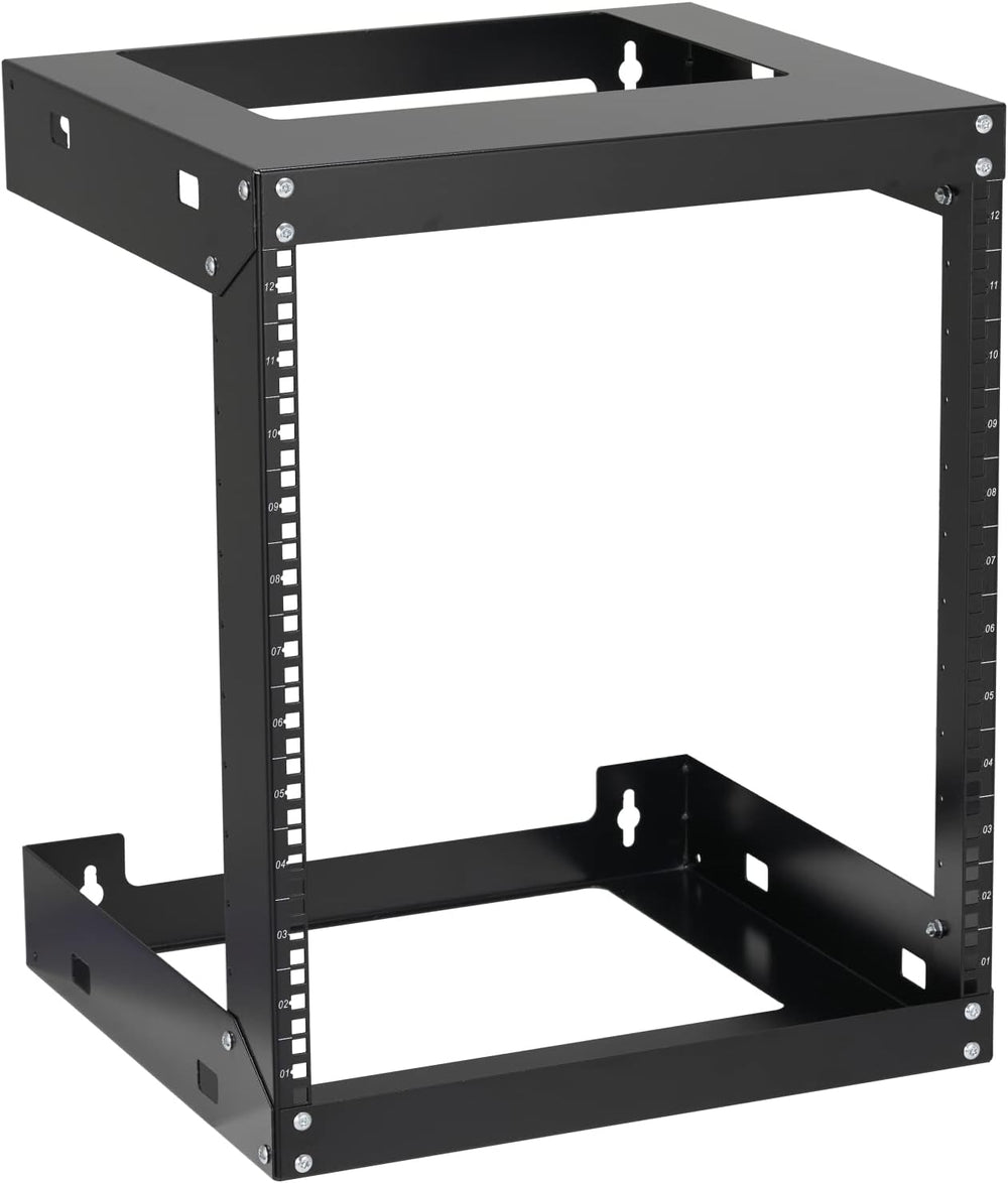 12U Wall Mount Rack Open Frame 19 Inch Server Equipment 2 Post Network Cabinet