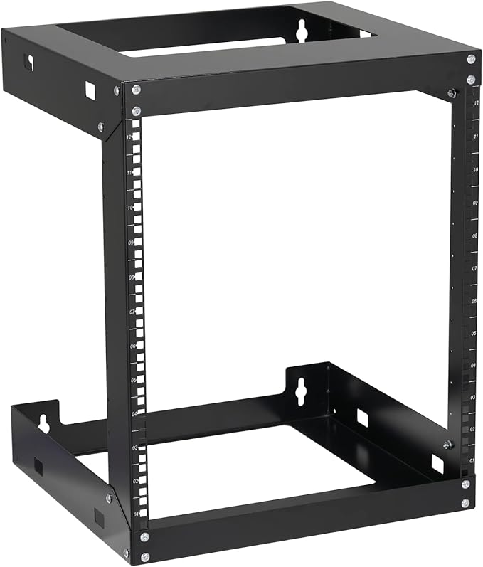 12U Wall Mount Rack Open Frame 19 Inch Server Equipment 2 Post Network Cabinet by Tedgetal