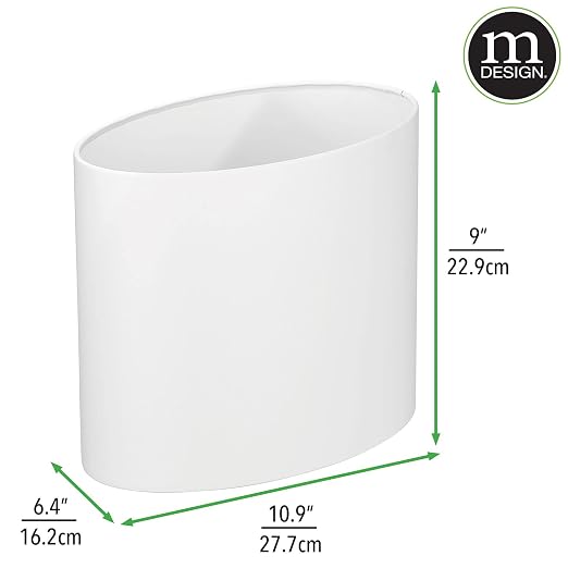 mDesign Stainless Steel Metal Oval Trash Can, 7.9 Liter/2.09 Gallon Wastebasket - Image 3