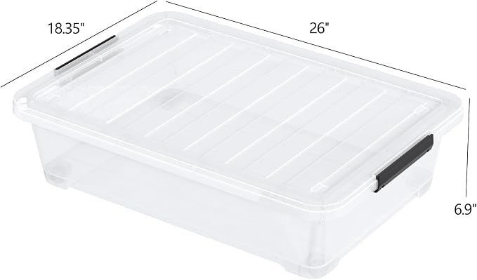 Set of 3 42 L Clear Plastic Under The Bed Storage Bins, Underbed Box - Image 2