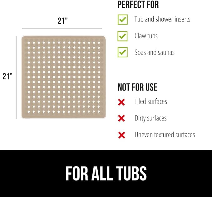 GORILLA GRIP Patented Square Shower Stall Mat, Small Bathtub Floor Mats - Image 6