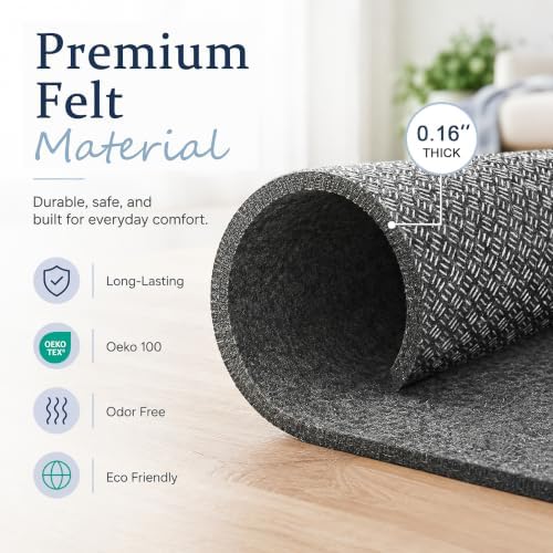 8x10 Non Slip Rug Pad Gripper Cushioned Carpet Pads | Ideas for Hardwood Floors, Thick Felt Liner with Silicone Backing, Under Area Rugs Anti Skid Mat Keep Rugs in Place and Safe