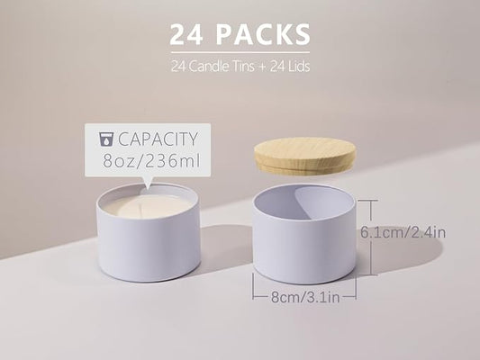 Aroparc Candle Tins 8oz with Lids, 24 Pack Seamless Candle Containers - Image 2