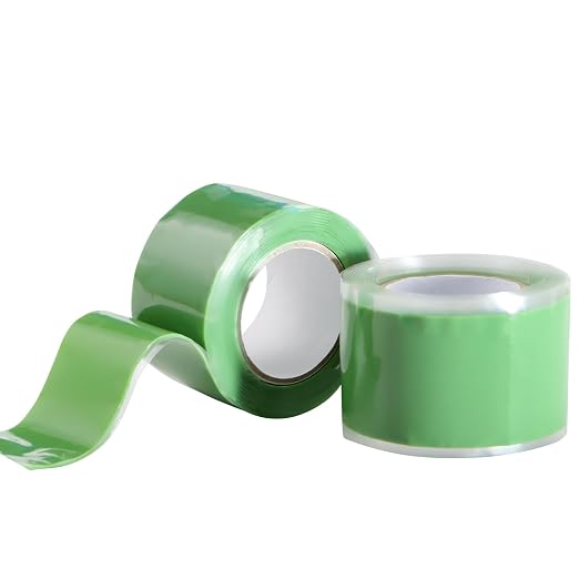 Self Fusing Silicone Tape 2 Rolls 1 in x 5' Green Waterproof Rubber Leak Proof by PackYard