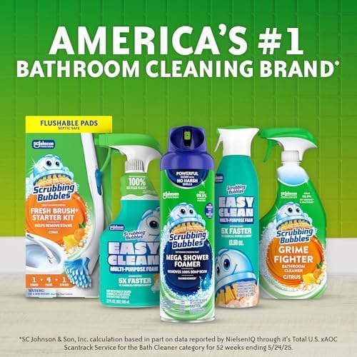 Scrubbing Bubbles Bathroom and Shower Cleaner Disinfectant Spray, Bathroom Grime Fighter, Citrus Scent, 32oz