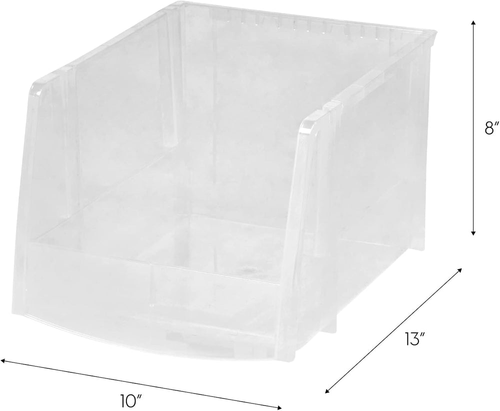 IRIS USA 4-Pack, X Large Plastic Stackable Storage Bin Organizer, Clear