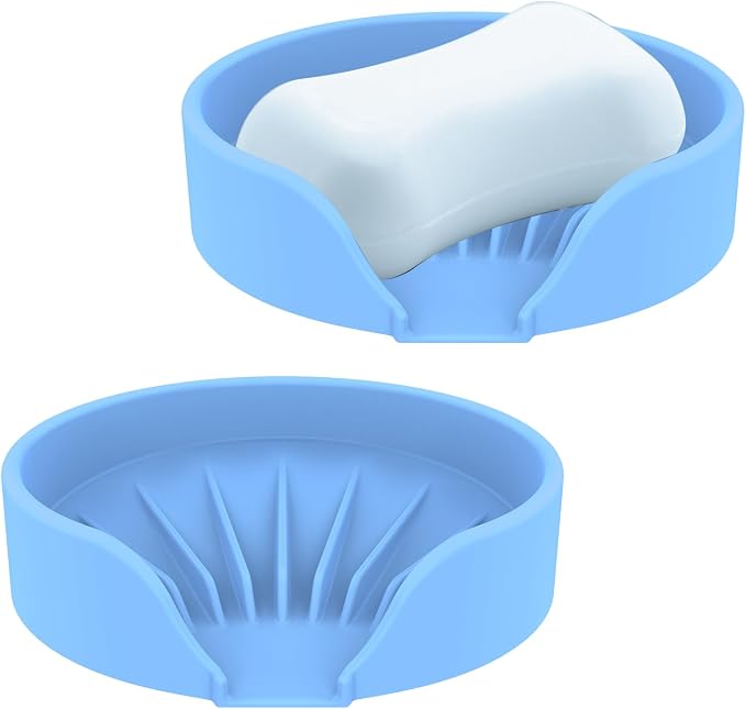 Self Draining Soap Dish, Silicone Suction Cup Soap Holder Tray Savers Container by UltraKeno