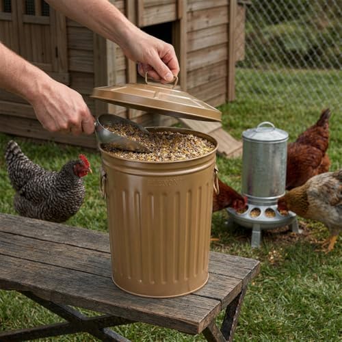 Plexon 2 Gallon Small Metal Trash Can with Lid Bathroom Garbage Can with Lid Bathroom Trash Can for Bedroom Office Kitchen Indoor Waste Basket, Round Powder Coated Brown