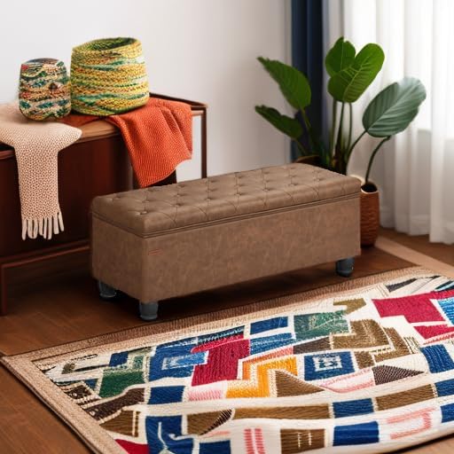 SONGMICS Storage Ottoman, Storage Bench, Tufted Entryway Bedroom Bench - Image 6
