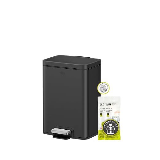 EKO Madison Matte Black 6L / 1.6 Gal Bathroom Trash Can by EKO