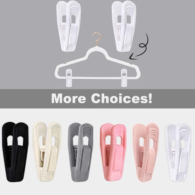 White Velvet Hangers Clips 40 PCS, Pants Hangers Velvet Clips Easily Add to - Image 8