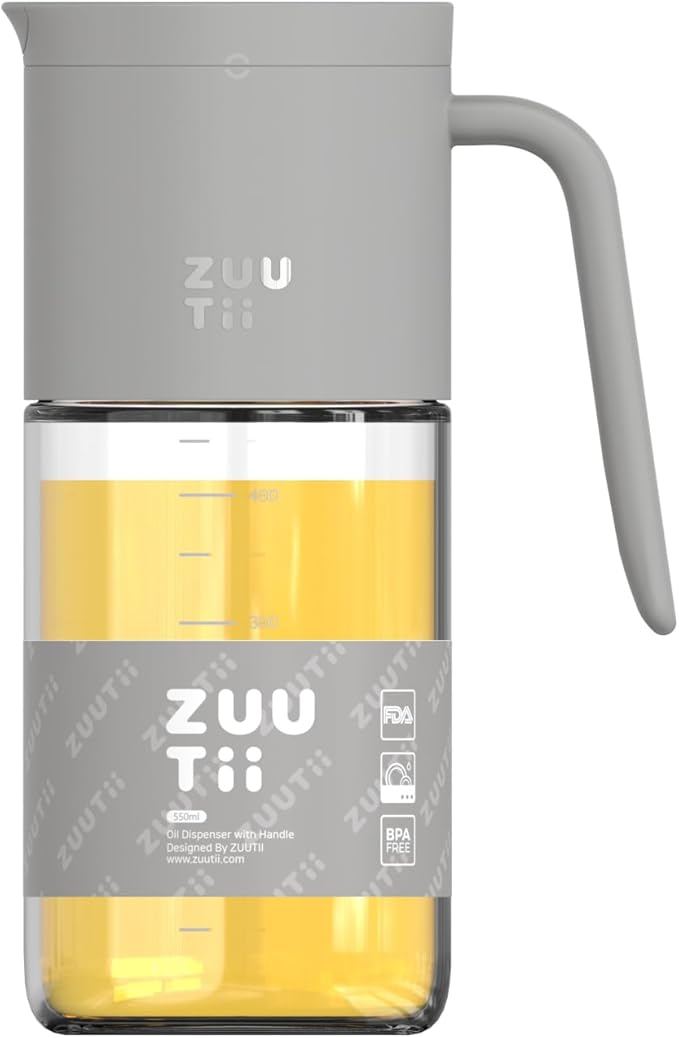 Zuutii Olive Oil Dispenser Bottle 18.6oz – Auto Flip Glass Vinegar Bottle by Zuutii