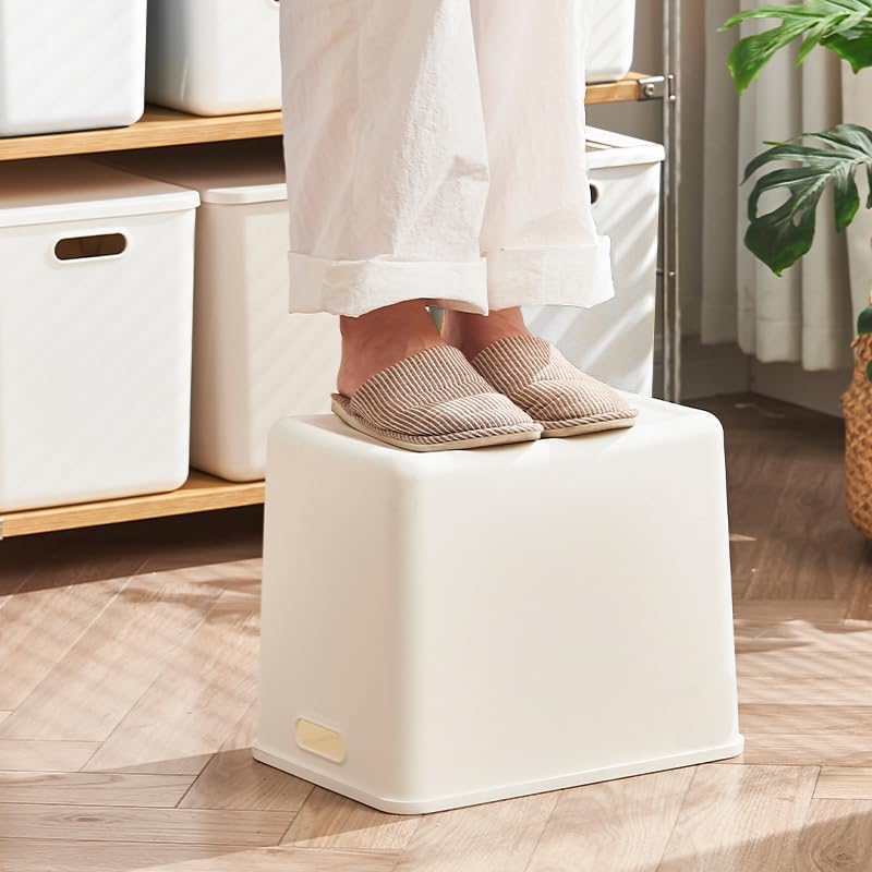 10 pack large plastic Laundry Basket/Hamper with lids and handle，White storag...