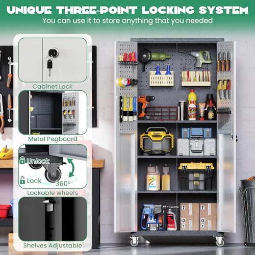 10-Piece Heavy Duty Steel Garage Cabinet System | All-in-One Modular Garage C...