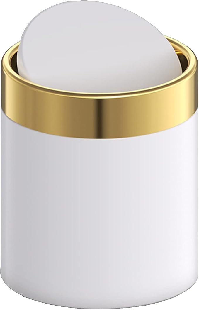 Mini Trash Can with Lid, Metal Small Tiny Mini Trash Bin Can, Mini Countertop by JILLICK