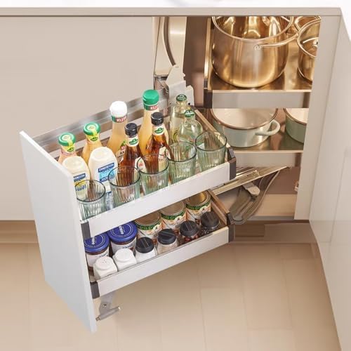 Gdrasuya10 2 Tier Corner Blind Cabinet Pull Out Organizer, 4 Shelves Corner P...