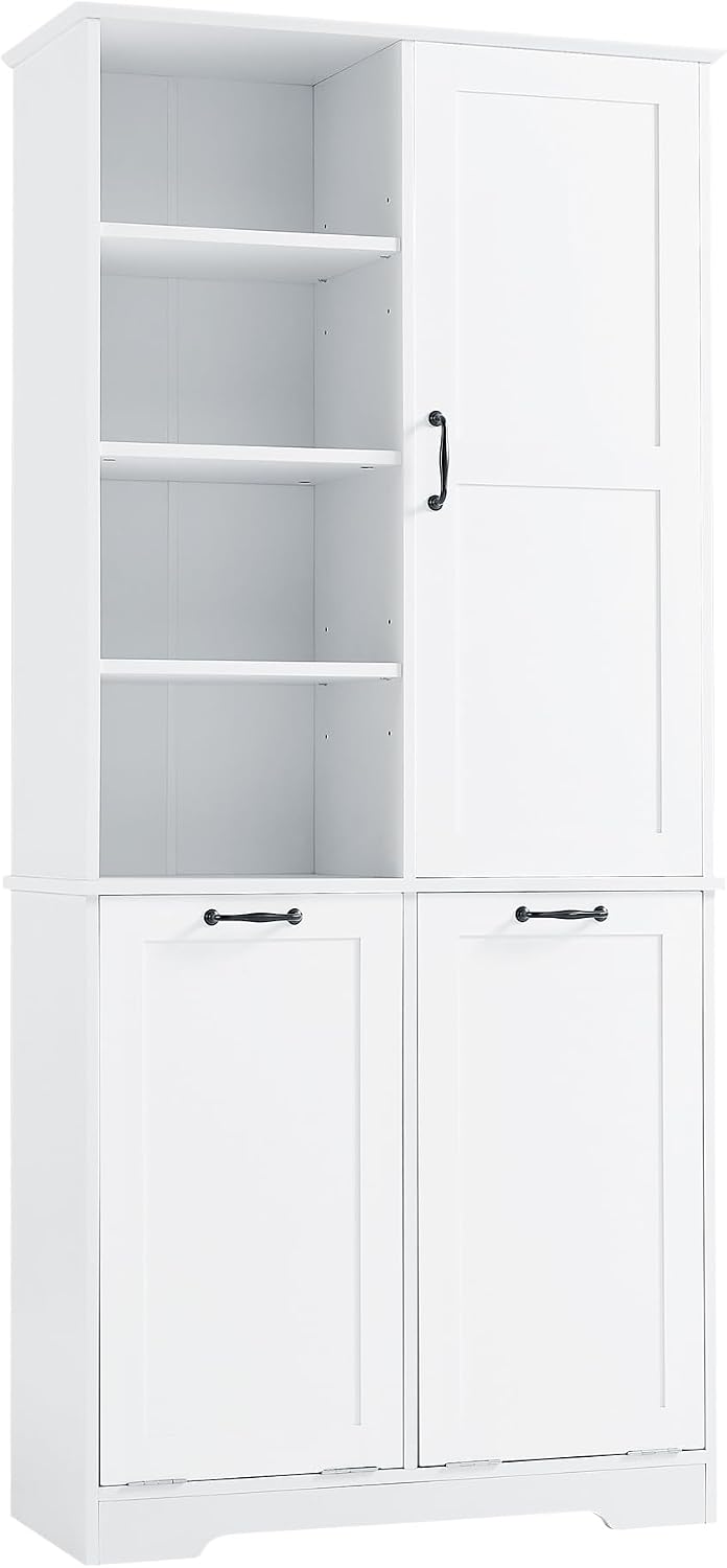 Tall Storage Cabinet, Bathroom Floor Freestanding Storage Cabinet with Doors,...