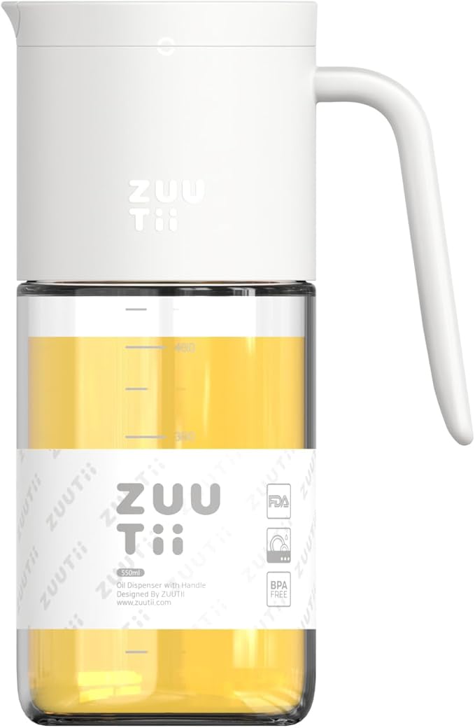 Zuutii Olive Oil Dispenser Bottle 18.6oz – Auto Flip Glass Vinegar Bottle by Zuutii