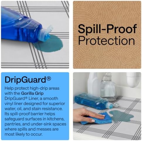 GORILLA GRIP Shelf Liner, Kitchen Drawer Protector, 24x240 Gray White
