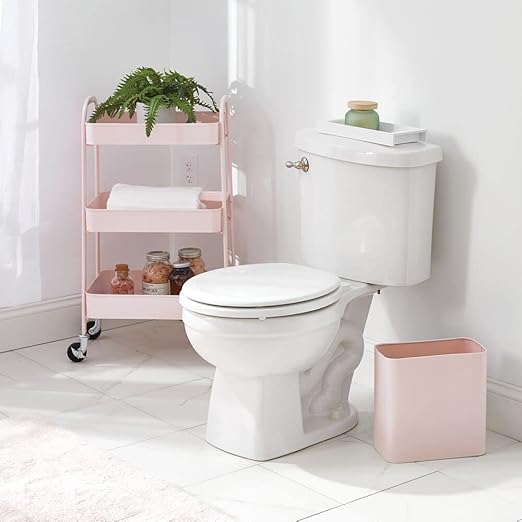 mDesign Metal Wastepaper Bin — Compact Rectangular Bathroom Bin — Rubbish Basket - Image 2