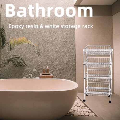 NSF white 4-layer storage rack, kitchen basket rack, vegetable tableware sort...
