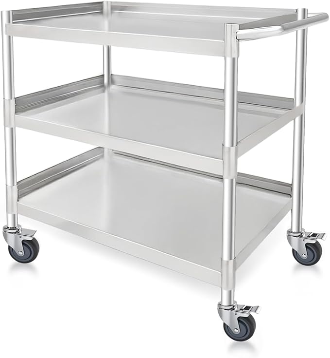 3-Shelf Stainless Steel Rolling Utility Cart - Image 7