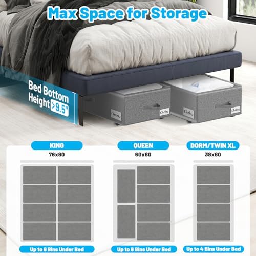 Under Bed Storage with Wheels, 4-Pack 10" Height XXL 75L Rolling Storage...