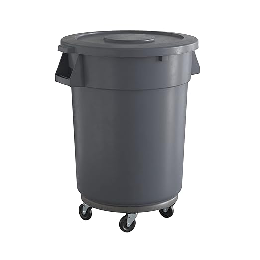 32 Gallon Gray Round Commercial Trash Can by Krollen+Industrial