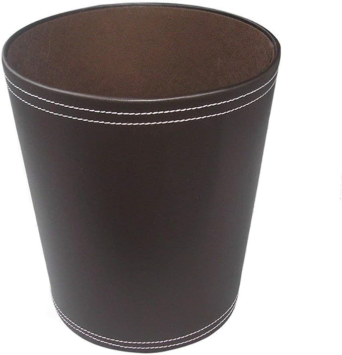 KINGFOM Classic Pu Leather Trash Can Wastebasket, Garbage Container Can - Image 6