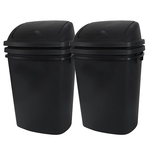 Yuright 40 L / 10 Gallon Swing Lid Trash Bins, 4 Pack Large Plastic Garbage Cans by Yuright