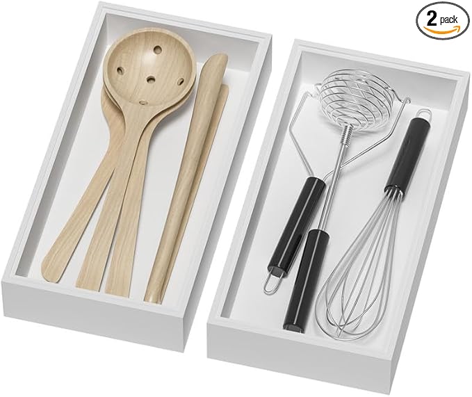 Bamboo Drawer Organizer, Cutlery Silverware Organizer by Lixple
